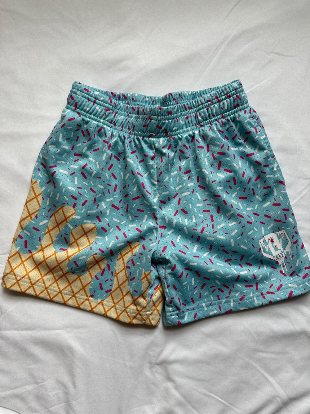 Ice Cream Cone Print Aqua Athletic Shorts